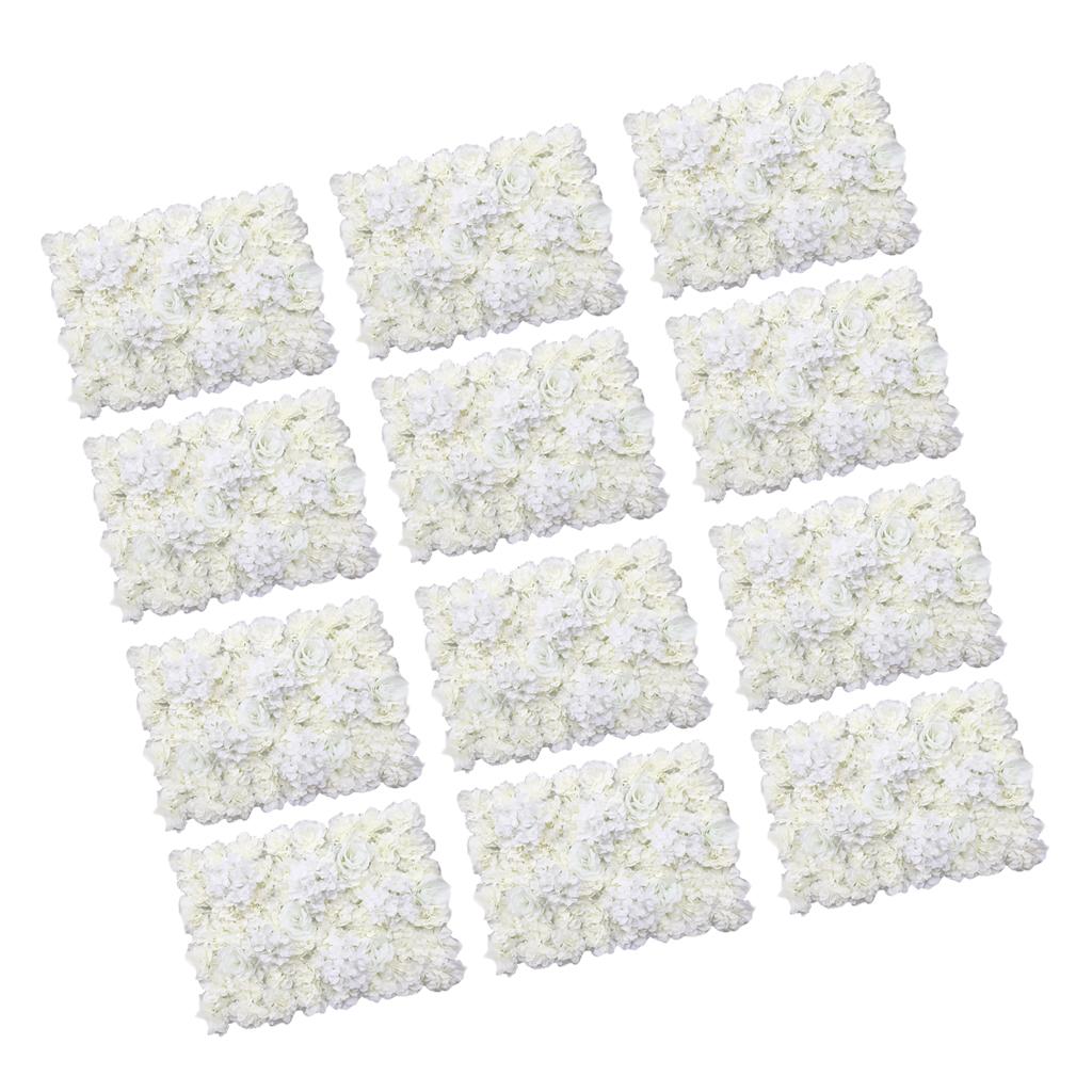 12 Pieces Artificial Rose Hydrangea Flower Wall Panels Wedding Decor Cream