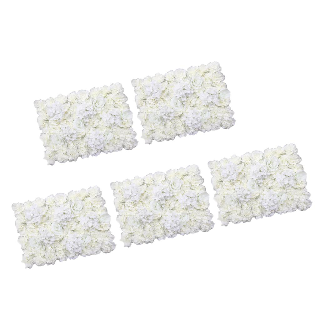 5 Pieces Artificial Rose Hydrangea Flower Wall Panels Wedding Decor Cream