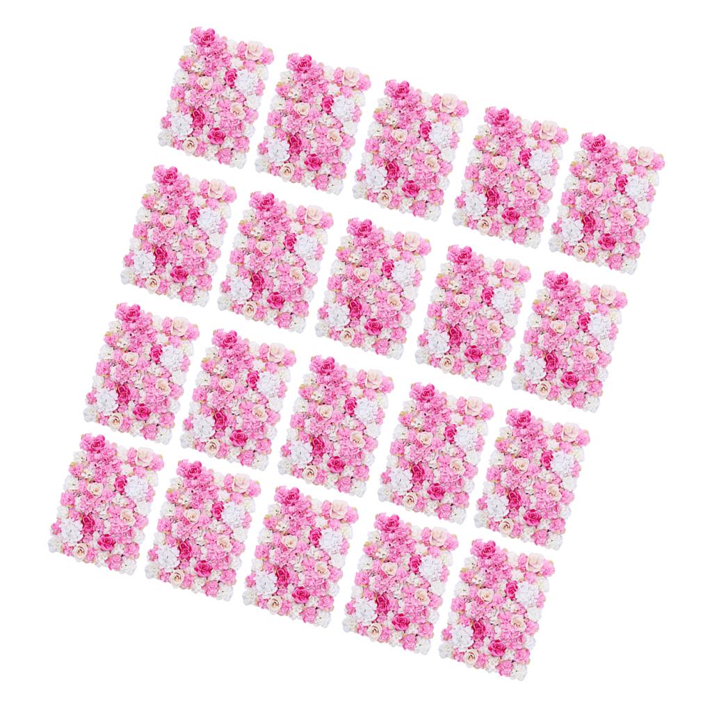 20 Pieces Artificial Flower Wall Panels Wedding Venue Decor Hot Pink