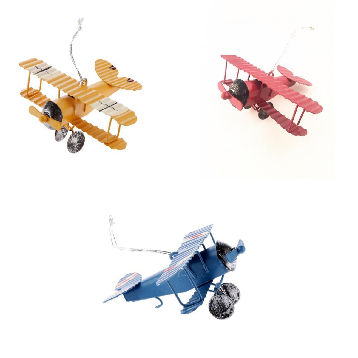 Collectible Metal Aircraft Model Biplane Plane Toy String Hanging Decoration