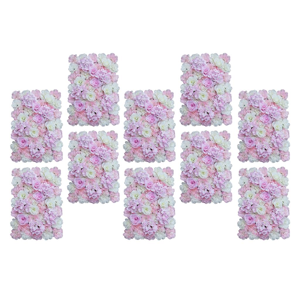 10 Pieces Artificial Flower Wall Panels Wedding Venue Decor Pink White