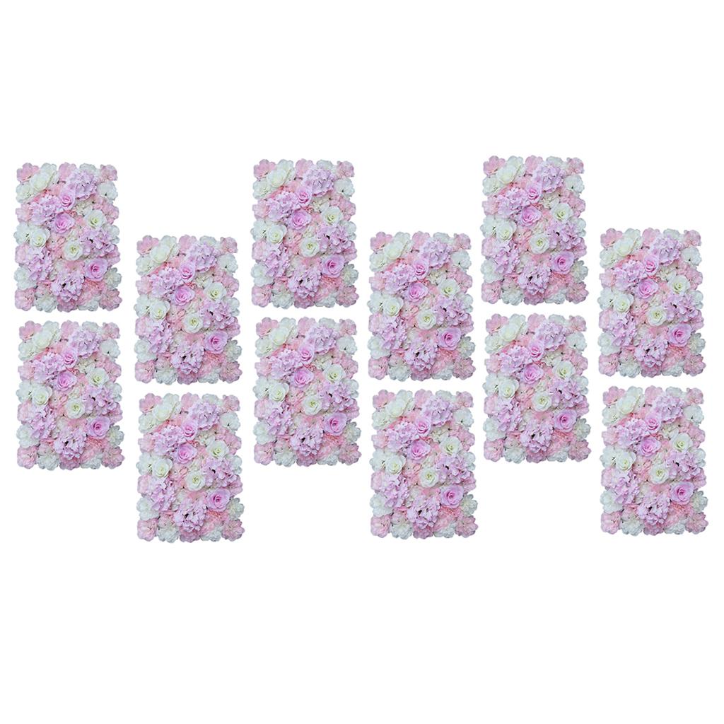 12 Pieces Artificial Flower Wall Panels Wedding Venue Decor Pink White
