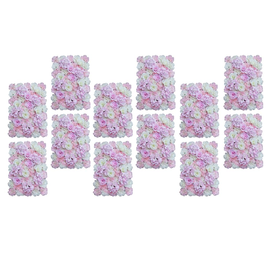 12 Pieces Artificial Flower Wall Panels Wedding Venue Decor Pink White