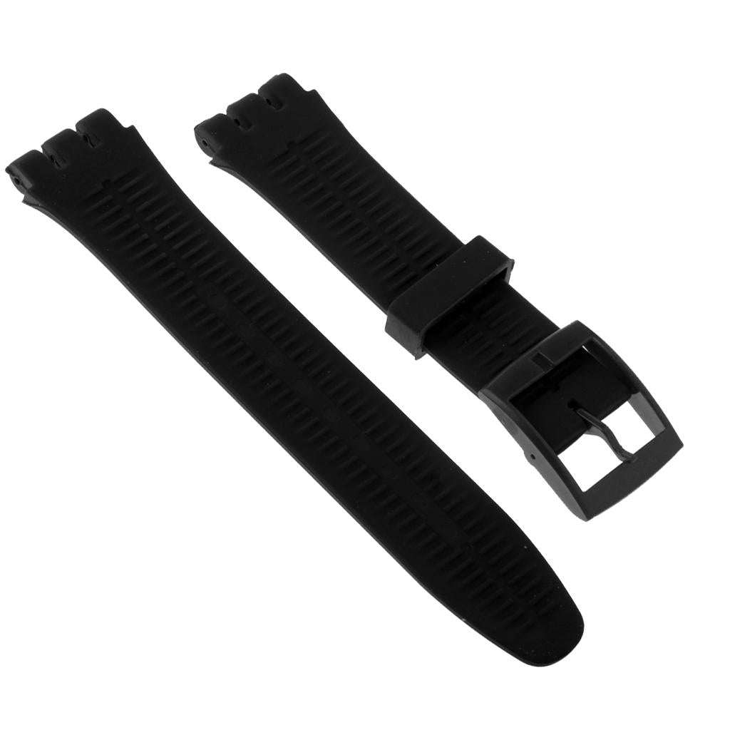 2 Pieces Black 19mm Silicone Rubber Replacement Watch Bands Strap Washable