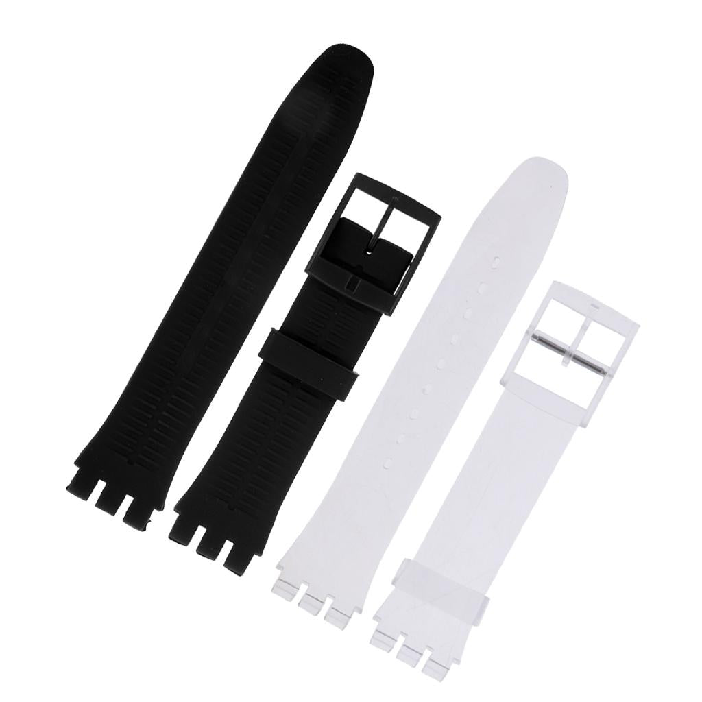 2 Pieces Soft Rubber Replacement Watch Band Strap 19mm Wristband Lightweight