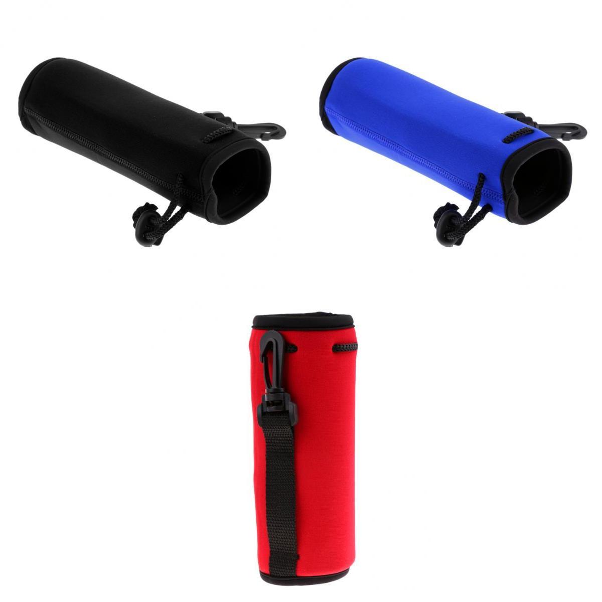 3x Neoprene Sport Water Bottle Cover Pouch Sleeve Bag Holder Black Blue Red