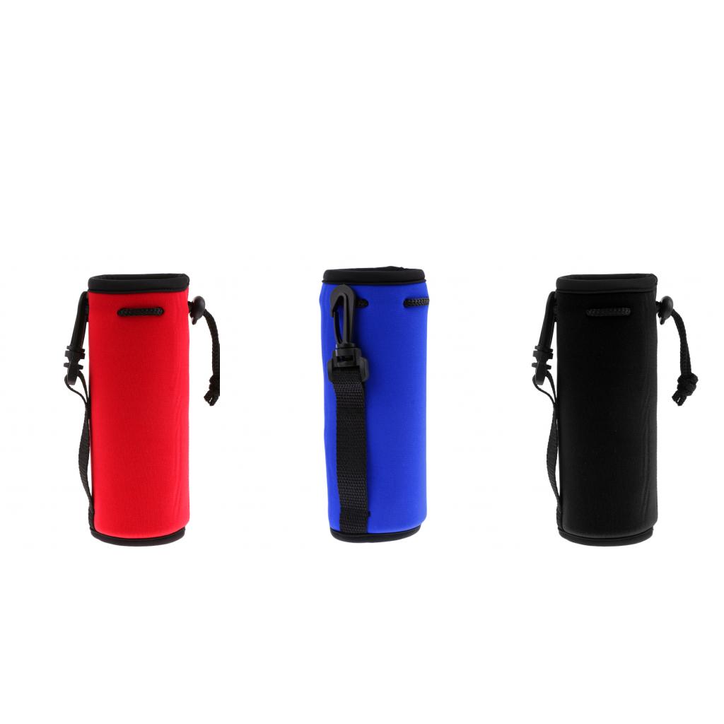 3x Neoprene Sport Water Bottle Cover Pouch Sleeve Bag Holder Black Blue Red