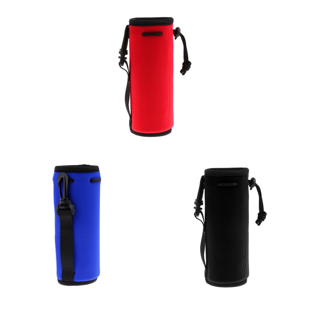 3x Neoprene Sport Water Bottle Cover Pouch Sleeve Bag Holder Black Blue Red
