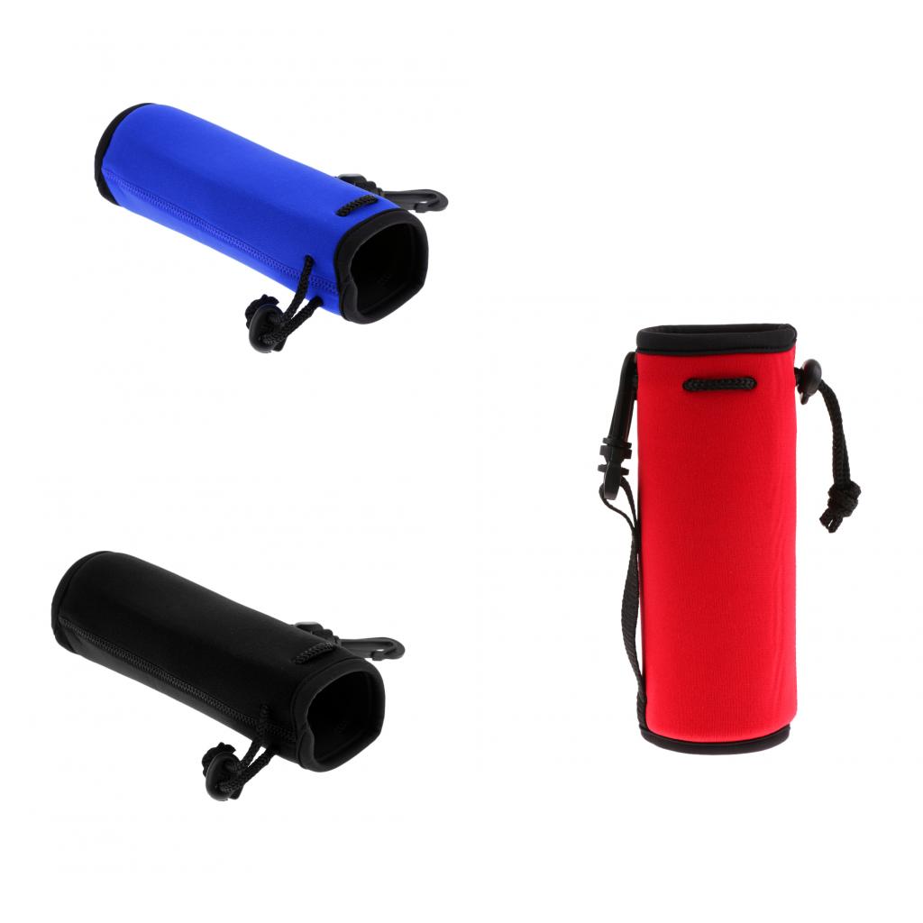 3x Neoprene Sport Water Bottle Cover Pouch Sleeve Bag Holder Black Blue Red