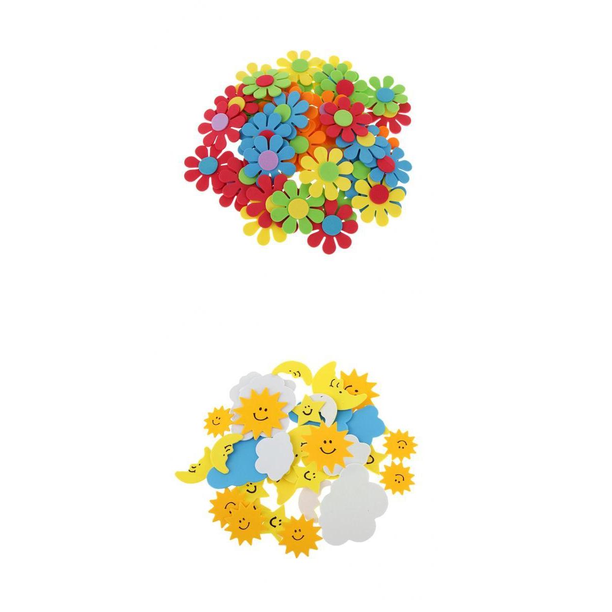 80 Pieces Mixed Foam Flower Sun Clouds Moon Sticker for Kids DIY Crafting