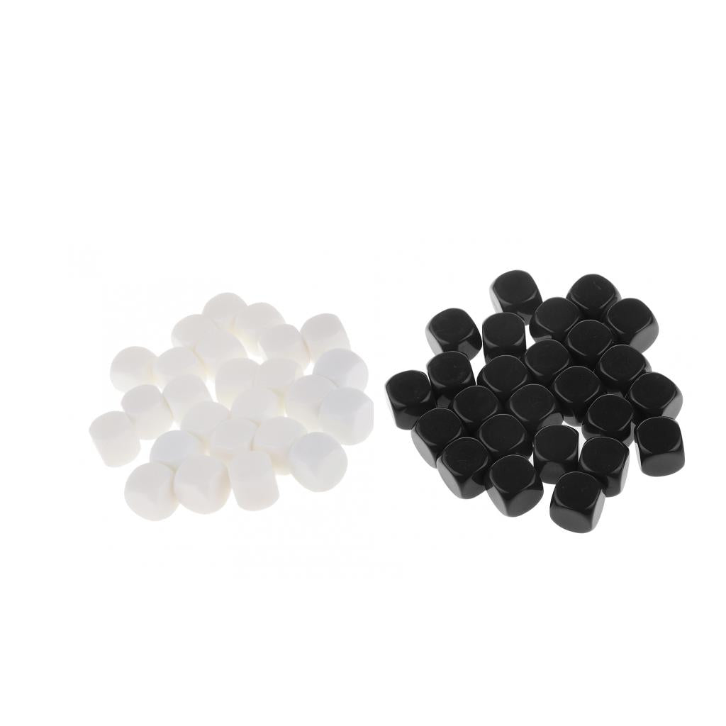 50x Opaque 16mm Six Sided Dices D6 Dies for D&D RPG Party Game Black & White
