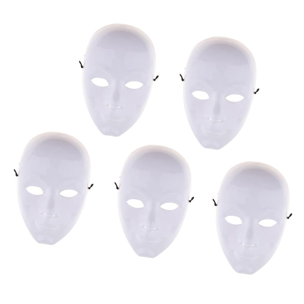 5 DIY Unpainted Mask White Blank Face Mask Adults Masquerade Costume Masks