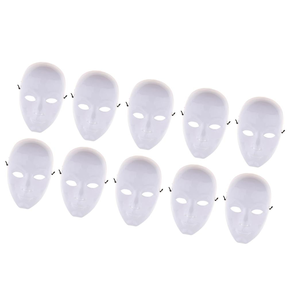 10 DIY Unpainted Mask White Blank Face Mask Adults Masquerade Costume Masks