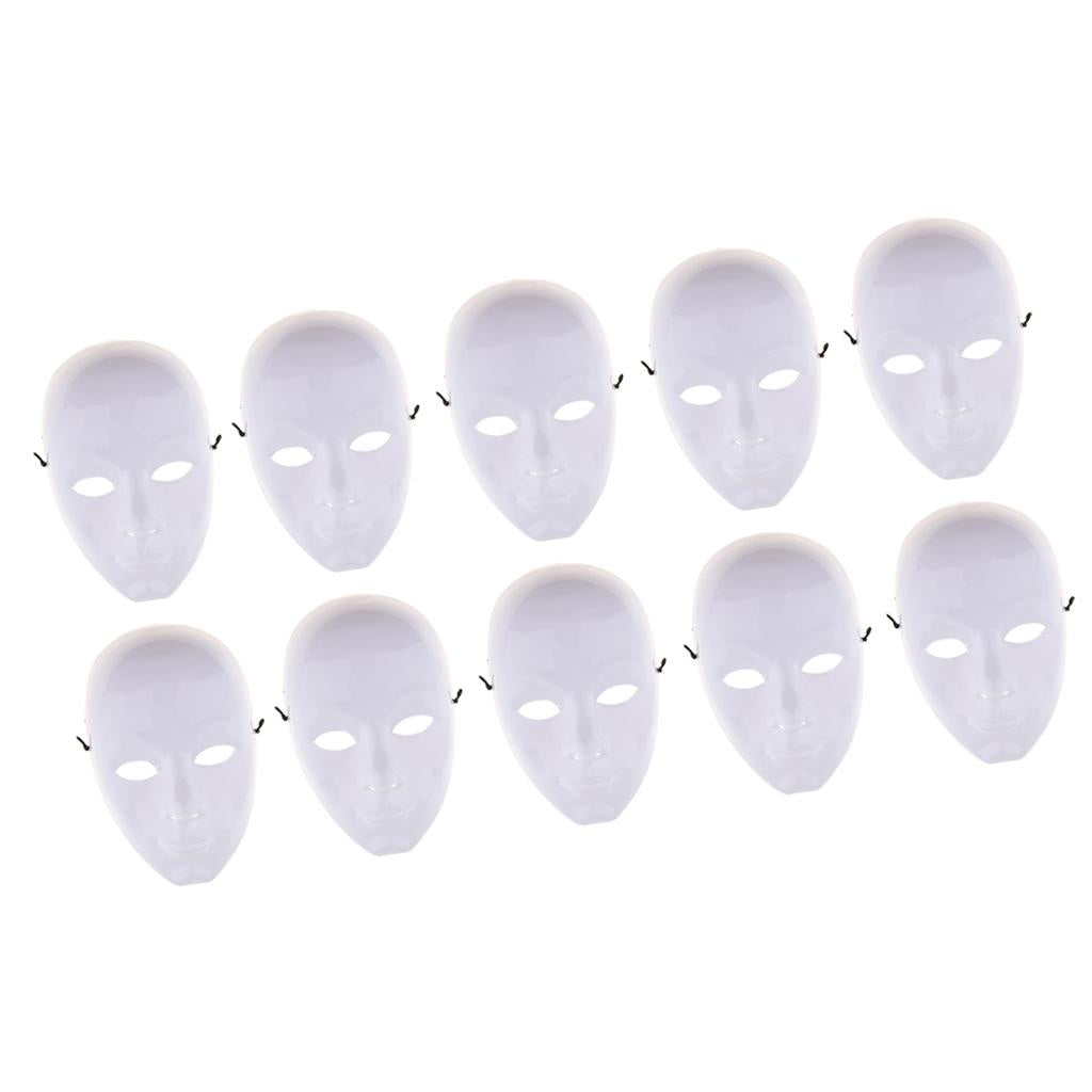 10 DIY Unpainted Mask White Blank Face Mask Adults Masquerade Costume Masks