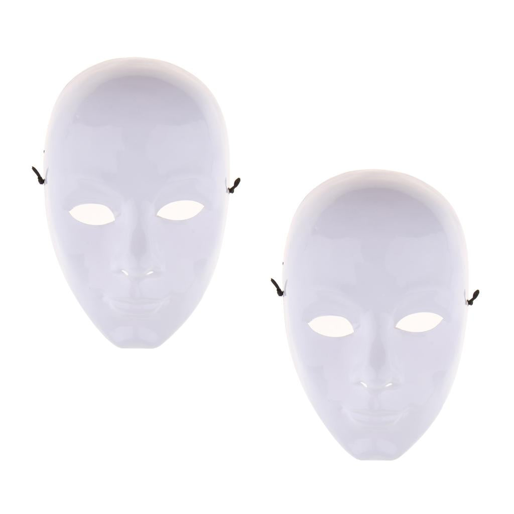 2 Pieces DIY Unpainted Mask White Blank Face Mask Masquerade Costume Masks