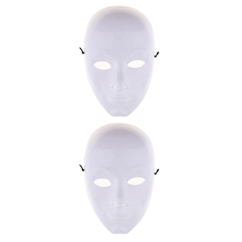 2 Pieces DIY Unpainted Mask White Blank Face Mask Masquerade Costume Masks