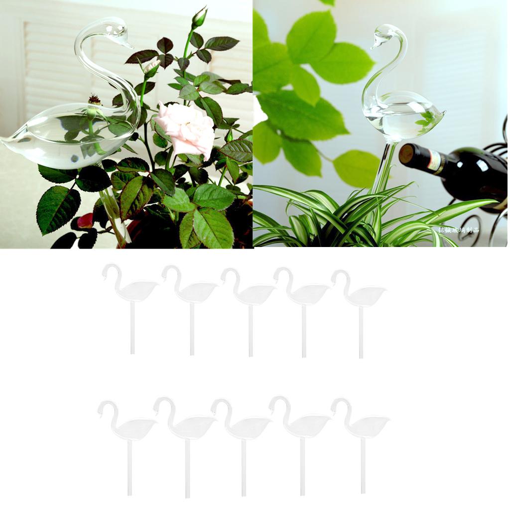 10Piece Automatic Glass Swan Simple Watering Device Plant for Garden Flower