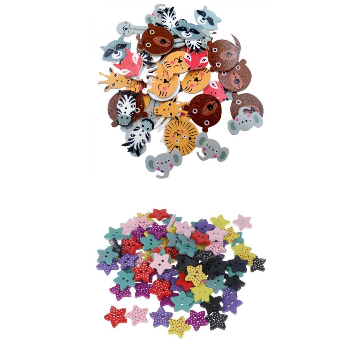 150pcs Star Shape Polka Dot Wood Buttons for DIY Sewing Scrapbooking