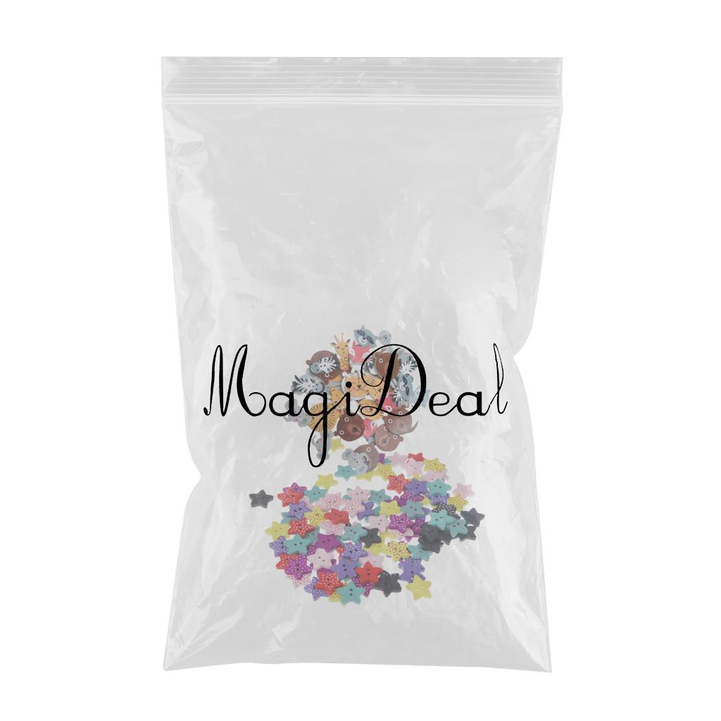 150pcs Star Shape Polka Dot Wood Buttons for DIY Sewing Scrapbooking