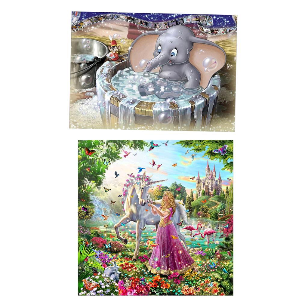 2Pcs 5D Diamond Embroidery Painting Elephant Horse Beauty Cross Stitch Kits