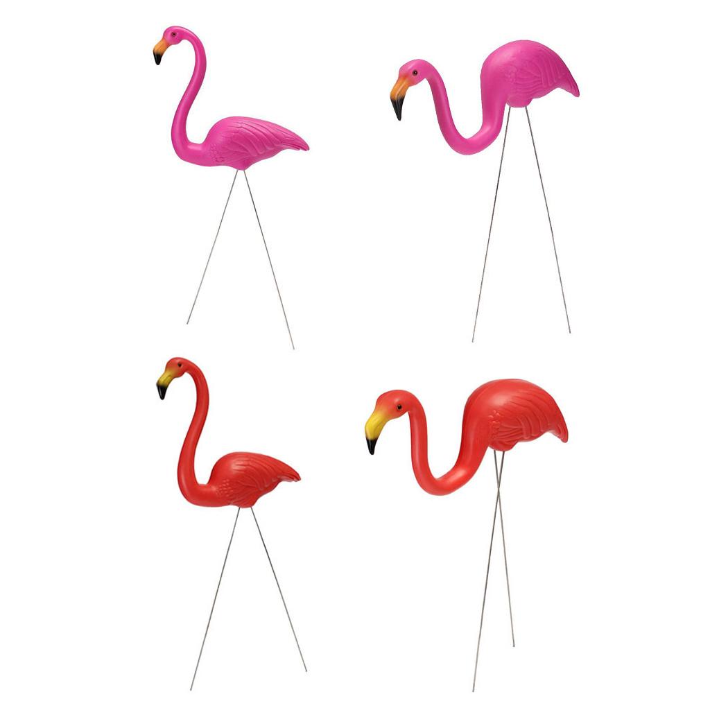 4 Pieces Lifelike Plastic Flamingo Ornament Home Yard Garden Lawn Art Decor