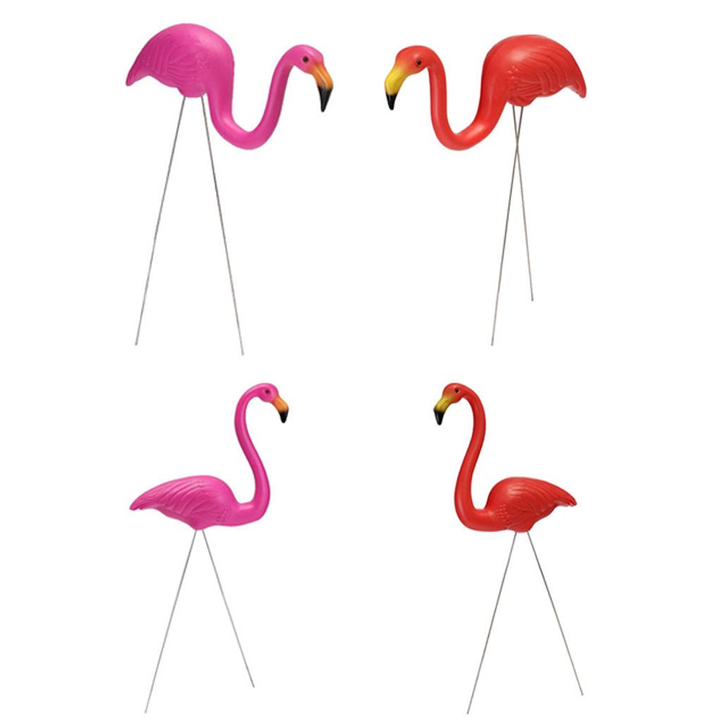 4 Pieces Lifelike Plastic Flamingo Ornament Home Yard Garden Lawn Art Decor