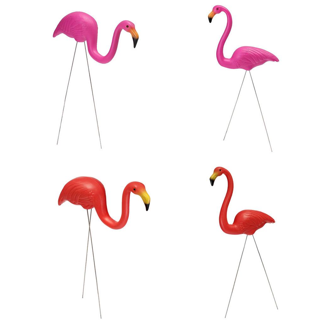 4 Pieces Lifelike Plastic Flamingo Ornament Home Yard Garden Lawn Art Decor