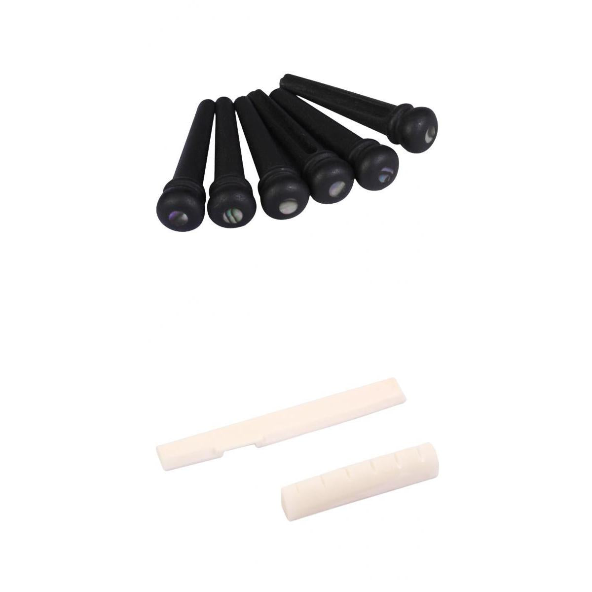 6 String Acoustic Guitar Bone Saddle Nut with PP Bridge Pins for Guitar