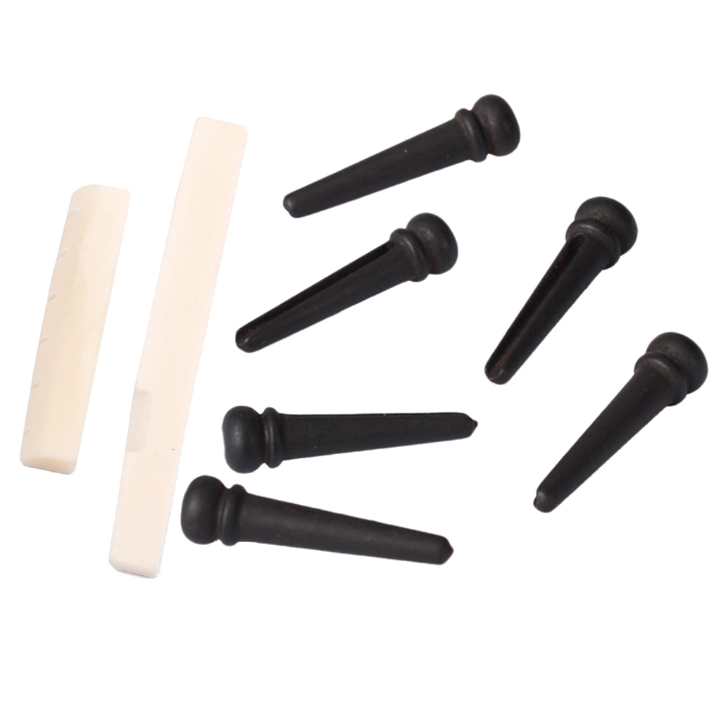 6 String Acoustic Guitar Bone Saddle Nut with PP Bridge Pins for Guitar