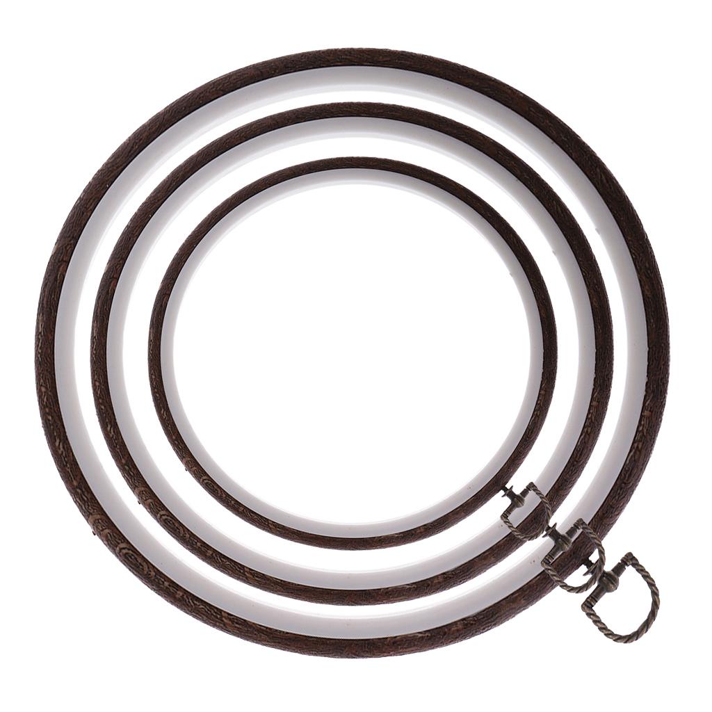 3Pcs Wood Embroidery Hoop Ring Cross Stitch Circle Frame Sewing Craft Tools
