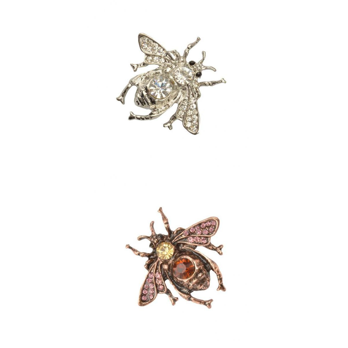 2 Pieces Fashion Women Men Crystal Honey Bee Brooch Pin Insects Pin Jewelry
