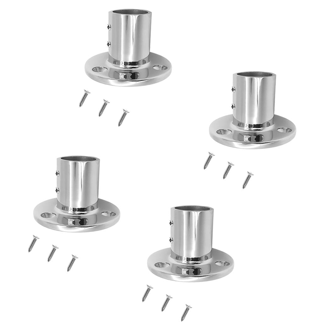 4pcs 316 Stainless Steel Boat Hand Rail Fitting 22mm Round Stanchion Base
