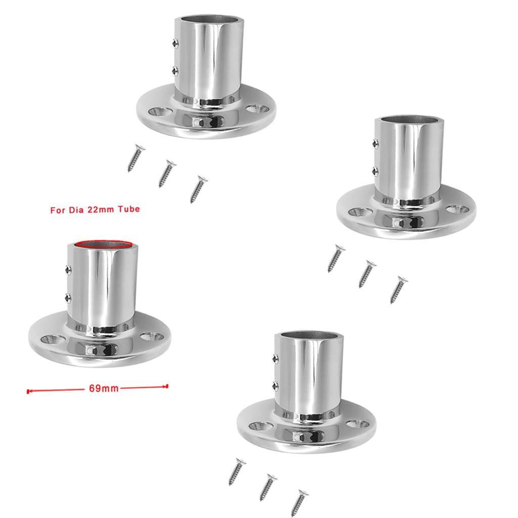 4pcs 316 Stainless Steel Boat Hand Rail Fitting 22mm Round Stanchion Base