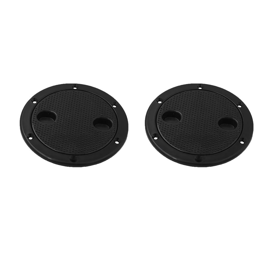 2pcs Marine Boat RV Black 4 Access Hatch Cover Twist Screw Out Deck Plate"