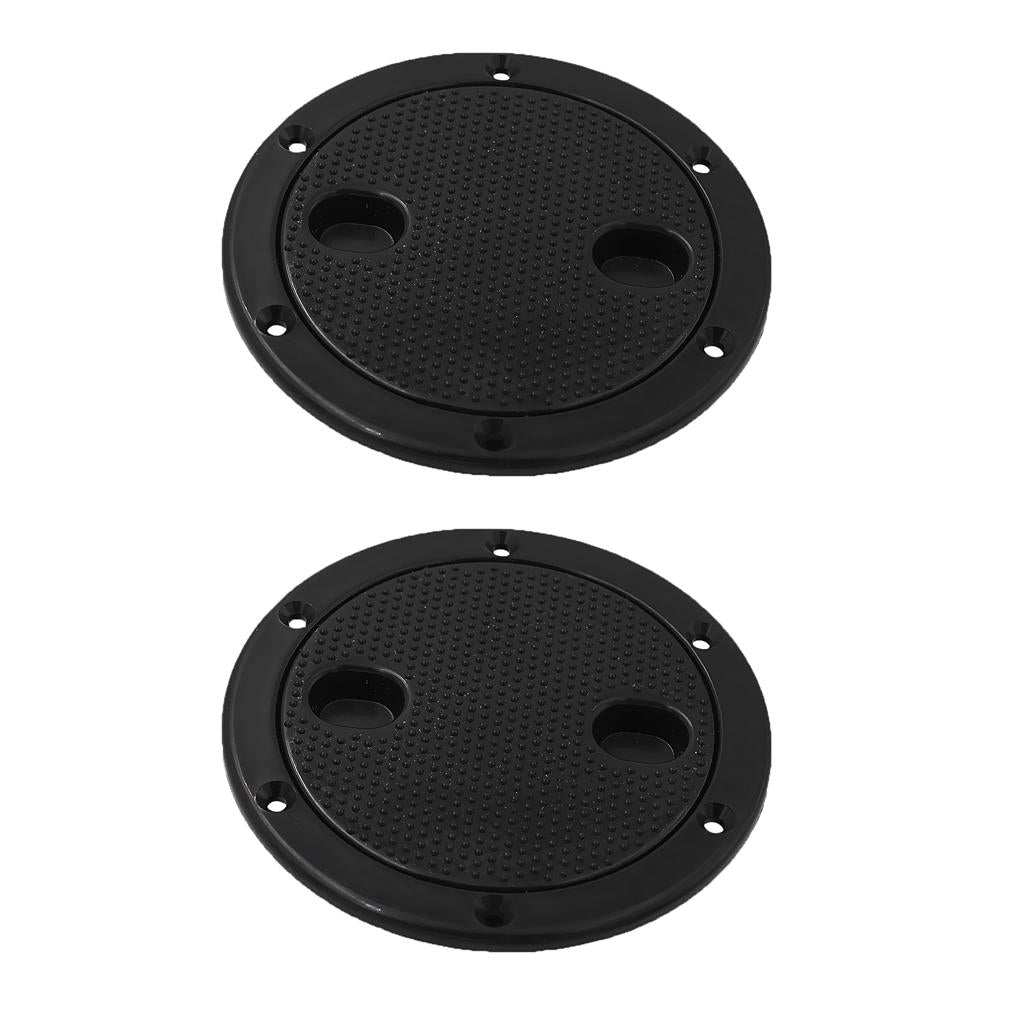 2pcs Marine Boat RV Black 6 Access Hatch Cover Twist Screw Out Deck Plate"