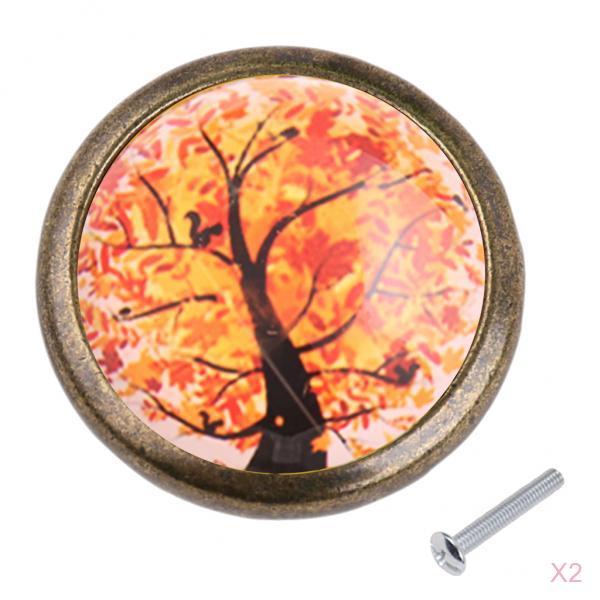 2x Tree Pattern Pull Knob Handle for Cabinet Drawer Cupboard Door Bin Box 3#