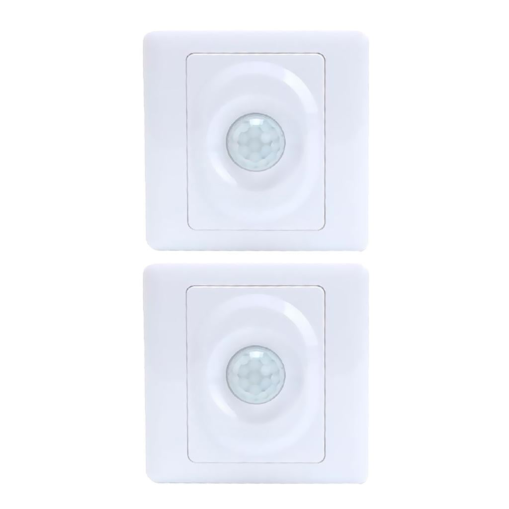 2Pcs PIR Motion Sensor Light Switch Time Delay Detector Adapter Panel