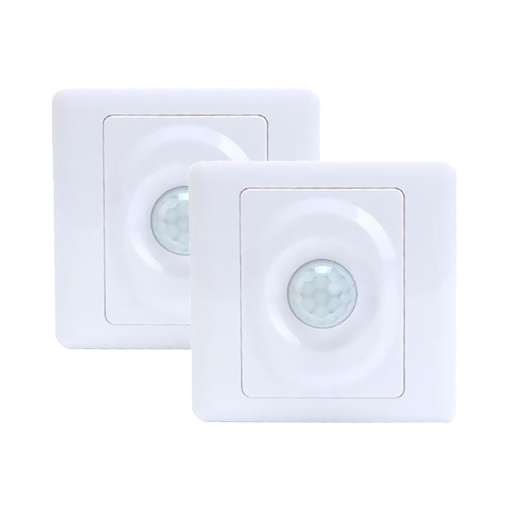 2Pcs PIR Motion Sensor Light Switch Time Delay Detector Adapter Panel