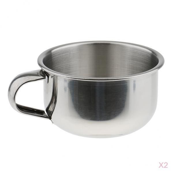 2 Pieces Stainless Steel Men's Shaving Mug Bowls Barber Beard Soap Mug Cups