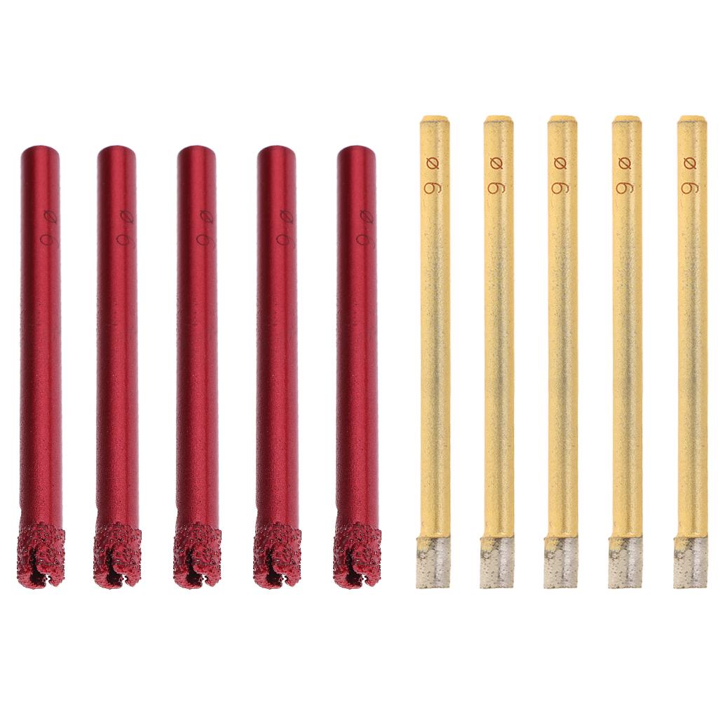 10x Diamond Holesaw Tile Ceramic Glass Slate Porcelain Marble Drill Bits 6mm
