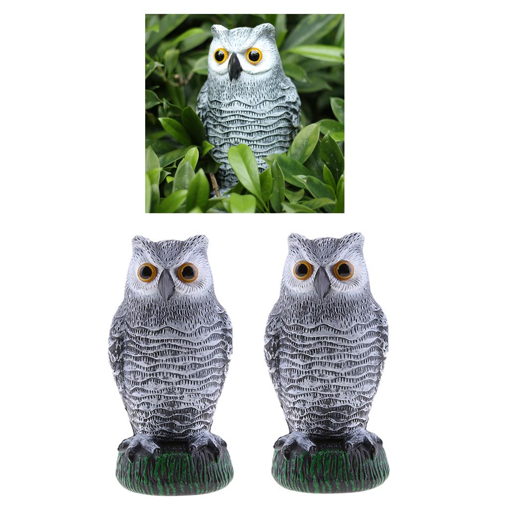 2 Pieces Realistic Owl Decoy Pest Control Garden Scarer Scarecrow Ornament