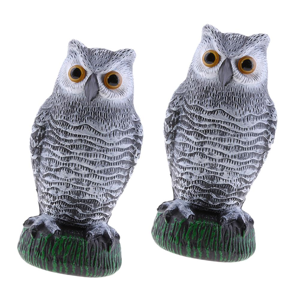 2 Pieces Realistic Owl Decoy Pest Control Garden Scarer Scarecrow Ornament