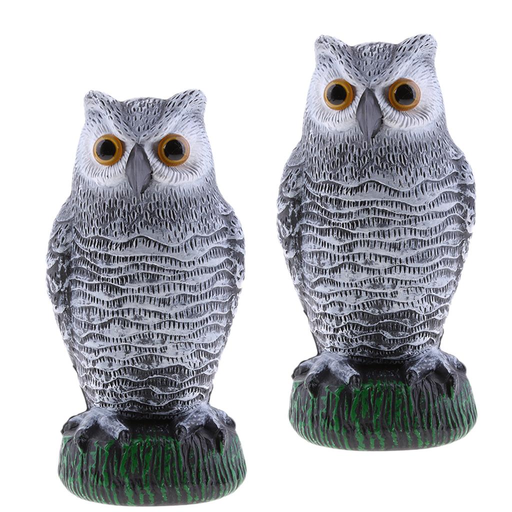 2 Pieces Realistic Owl Decoy Pest Control Garden Scarer Scarecrow Ornament