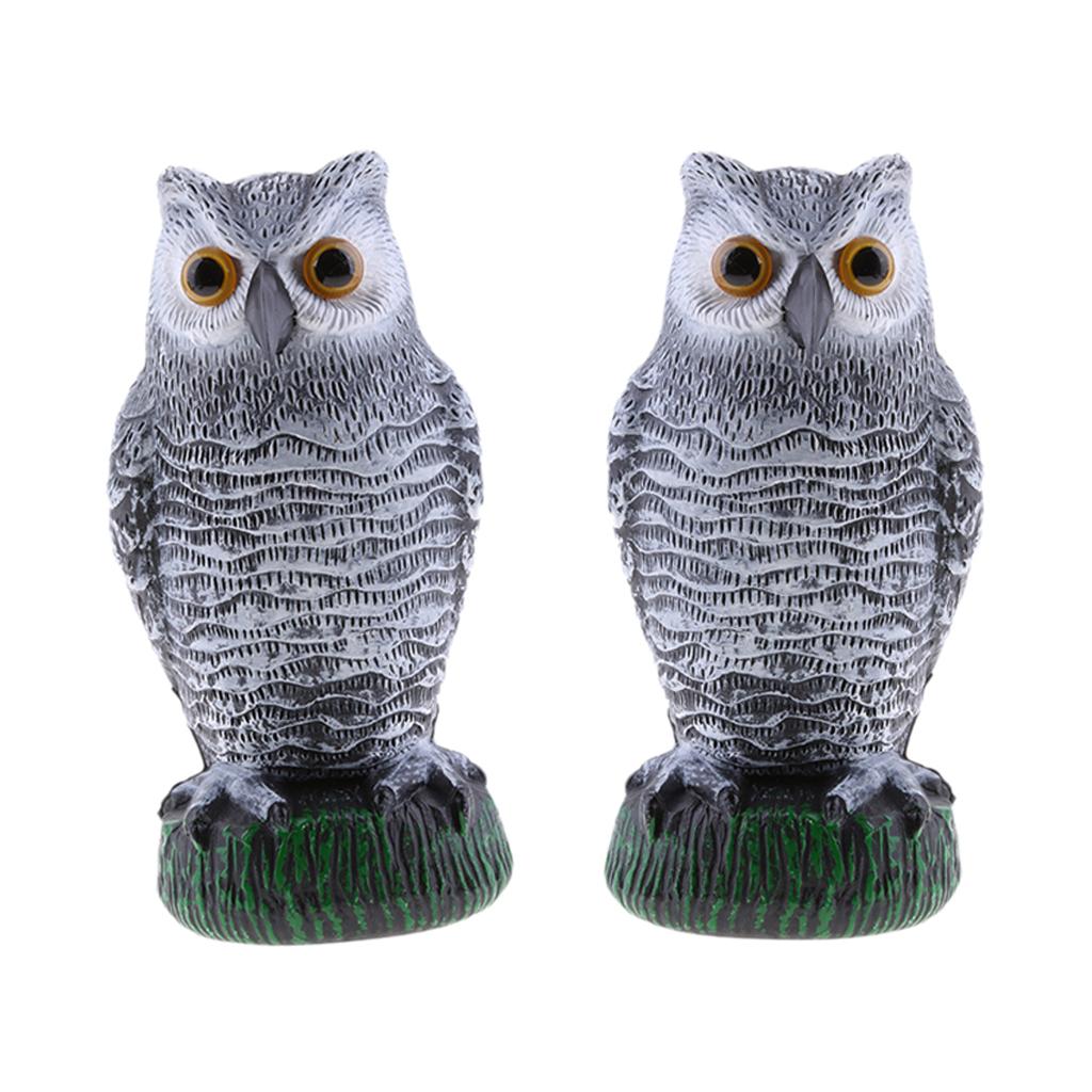 2 Pieces Realistic Owl Decoy Pest Control Garden Scarer Scarecrow Ornament