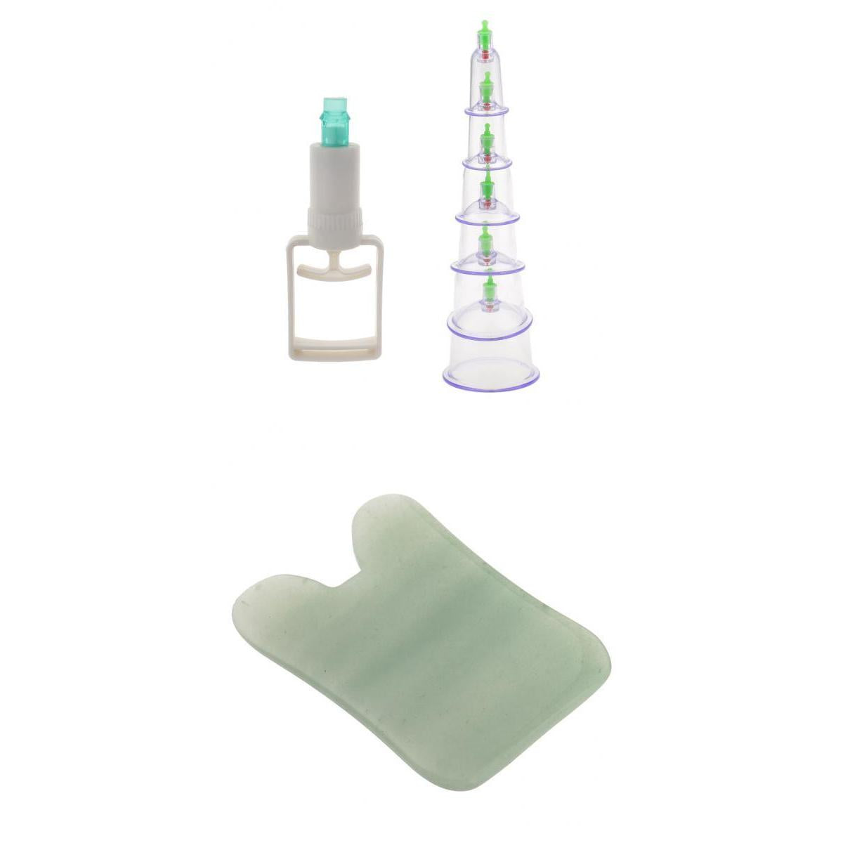 6 Pieces Vacuum Suction Cupping Massage Cups Set with Jade Guasha Board Tool