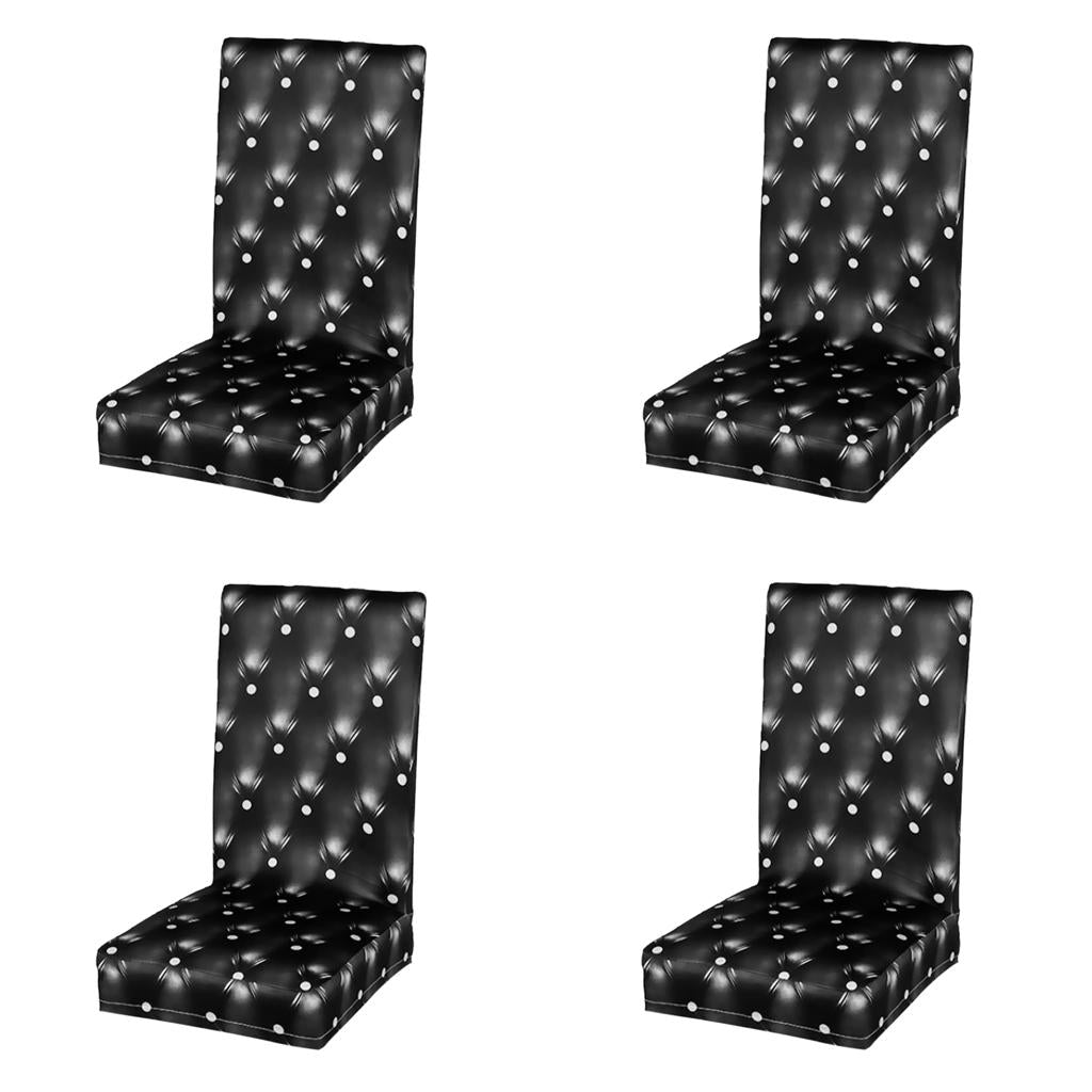 4Pcs Elastic Stretch Slipcover Dining Chair Seat Cover Cushion Black