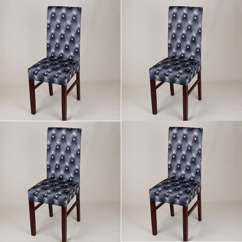 4Pcs Elastic Stretch Slipcover Dining Chair Seat Cover Cushion Grey