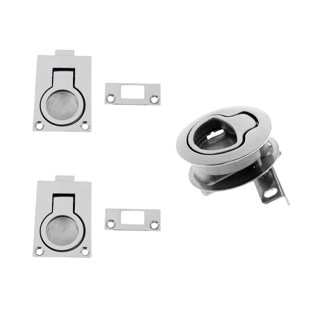 3x Marine Boat Hatch Latch Lock with Boat Door Hatch Cabinet Lift/Pull Ring