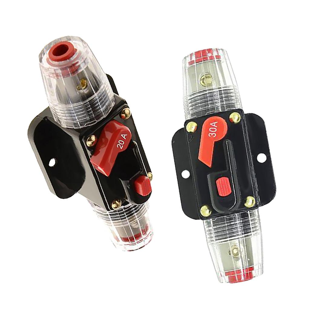 2Pcs 20A 30A Car Audio Inline Circuit Breaker Fuse Holder System Protection