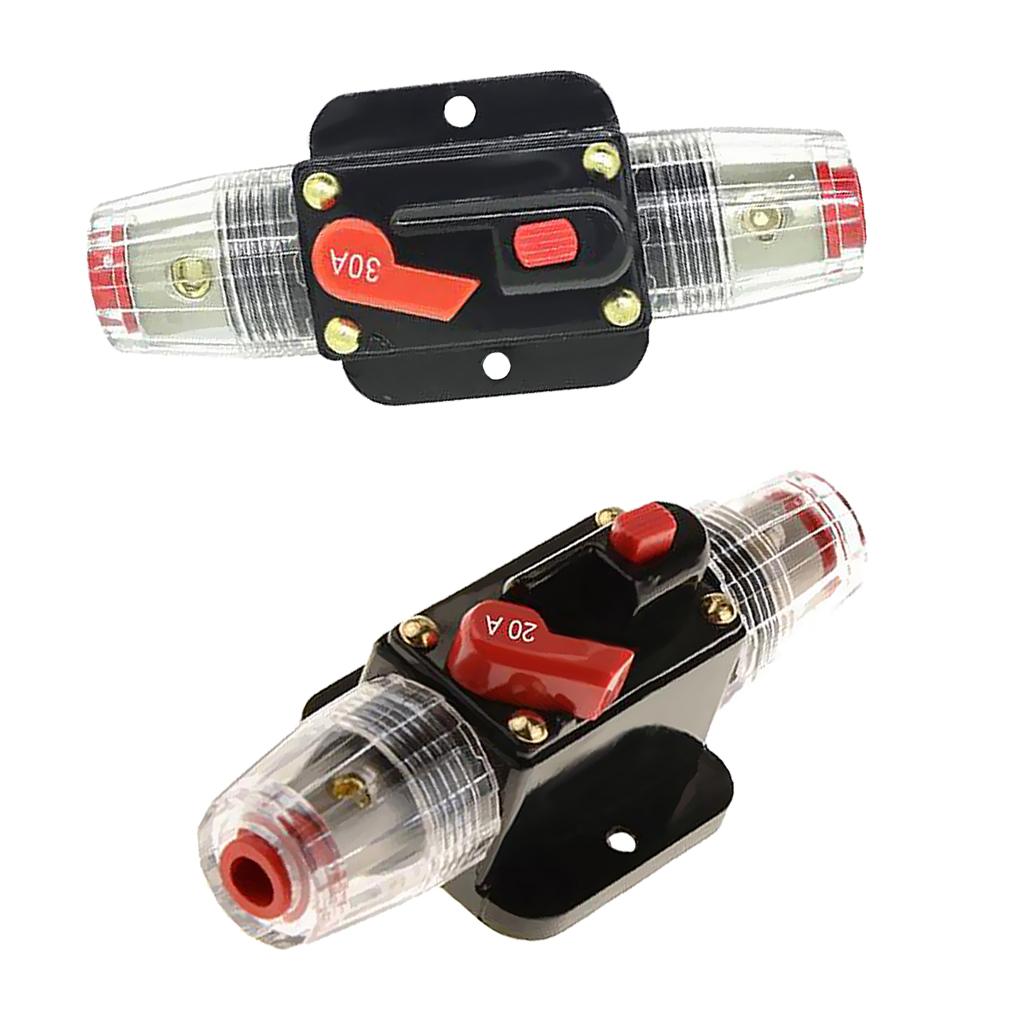 2Pcs 20A 30A Car Audio Inline Circuit Breaker Fuse Holder System Protection